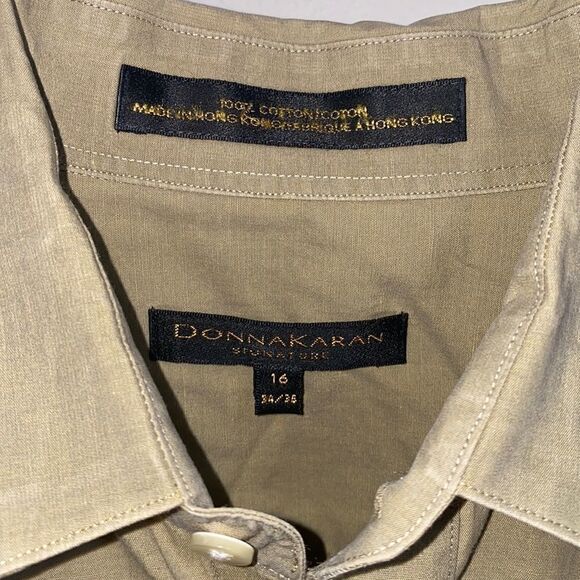 DONNA KARAN SIGNATURE Tan Cotton Shirt-16 34/36 - Picture 6 of 7